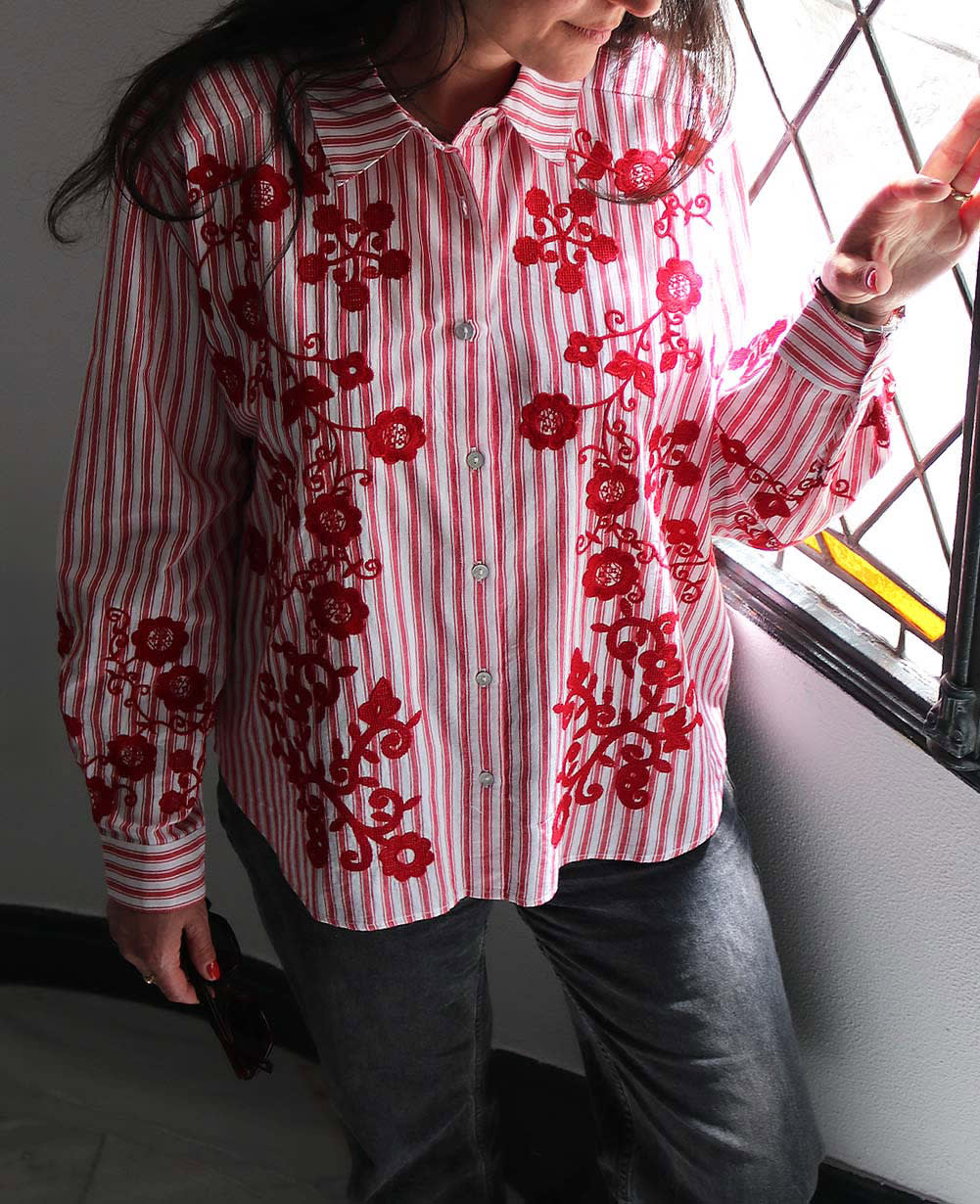 Cora Shirt - Red Flower