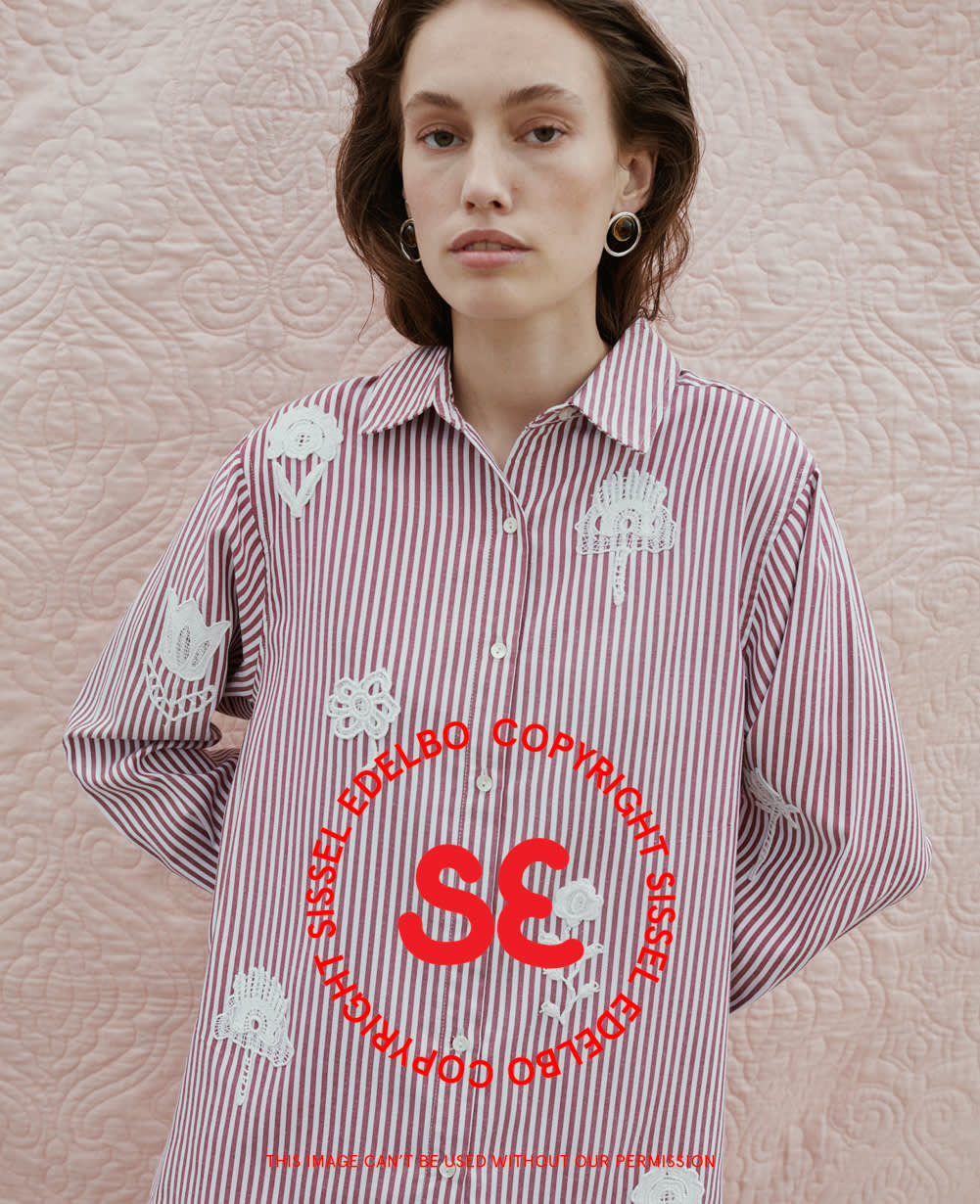 Olive Shirt - Red Stripes