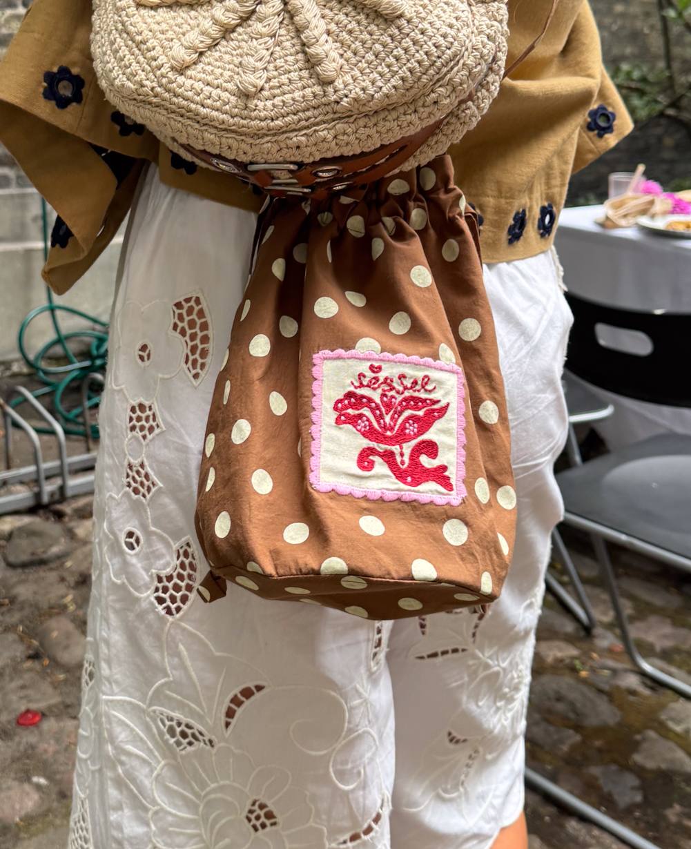 Babba Drawstring Bag - Dotty Brown