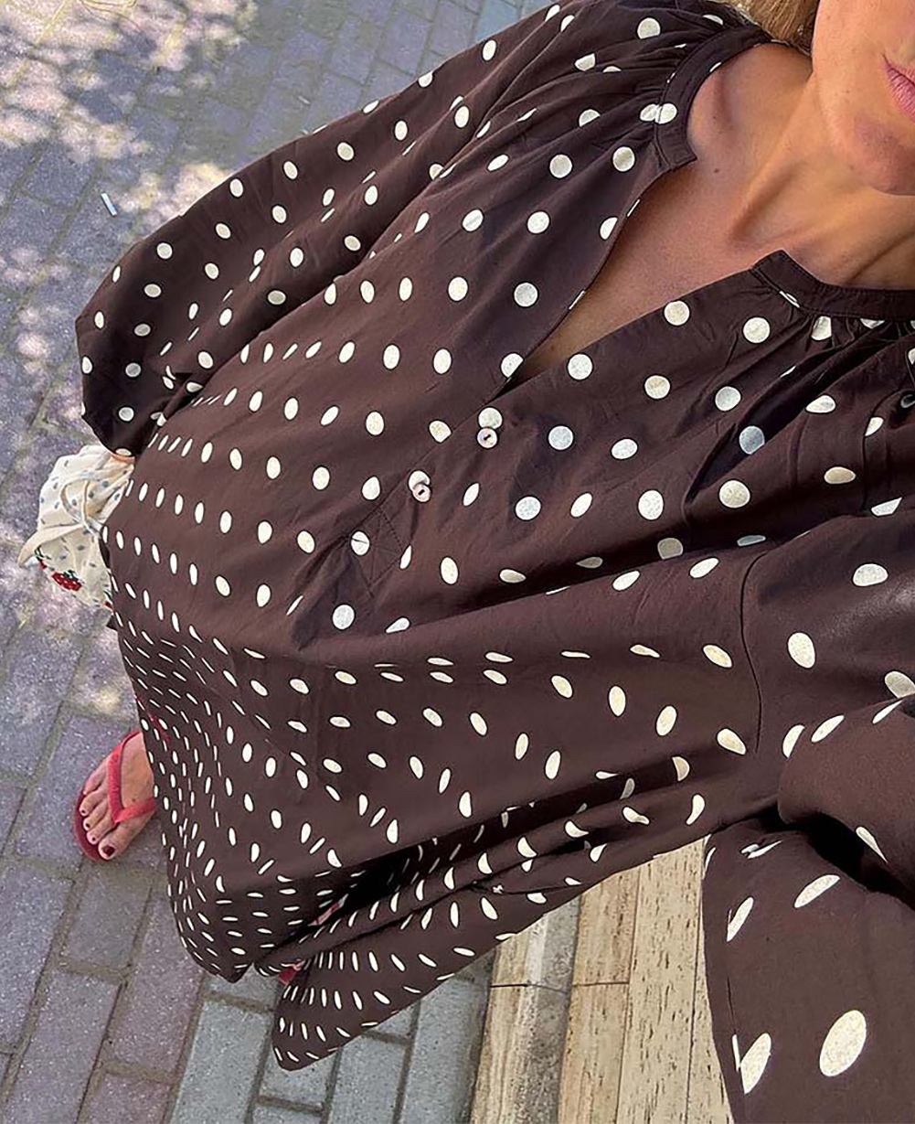 Lara Dress - Brown Dot