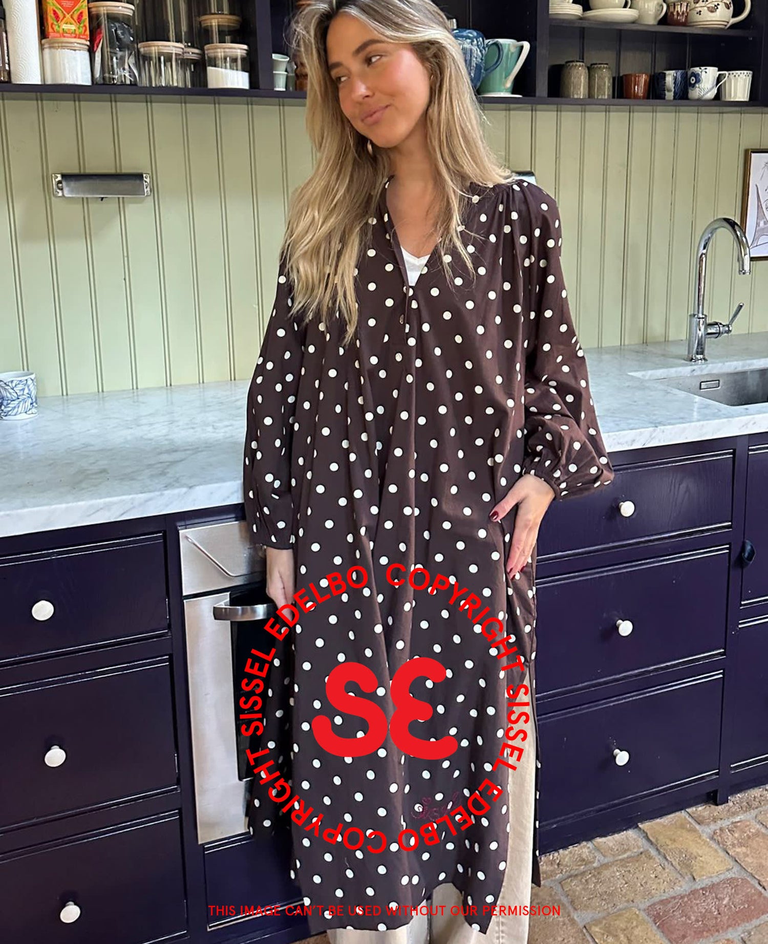 Lara Dress - Brown Dot